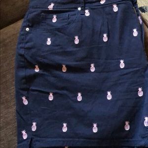 Crown & Ivy navy & pink pineapple shorts